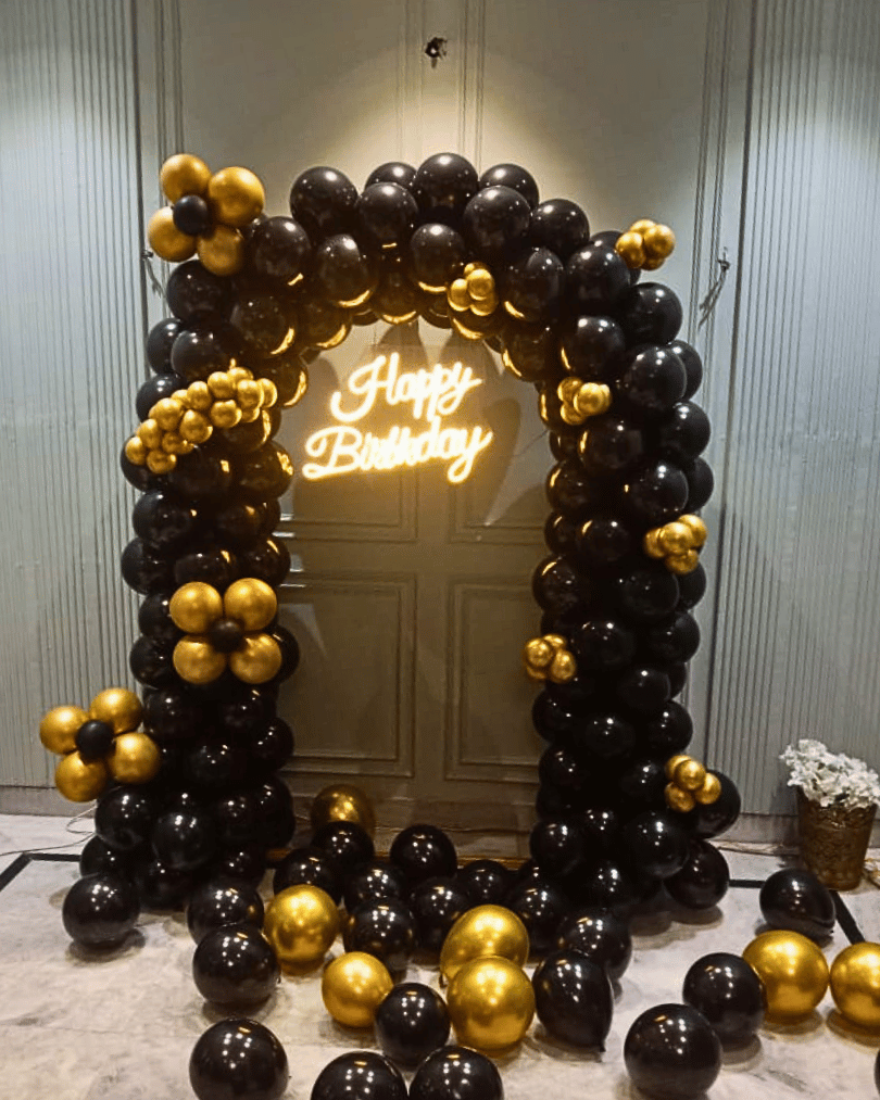 Black and Golden birthday Balloon Decoration
