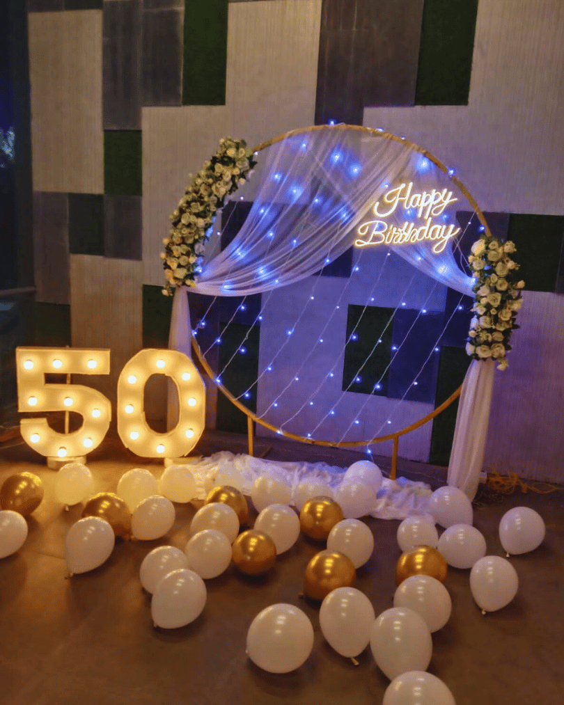 Flower And Balloon Birthday Decoration 