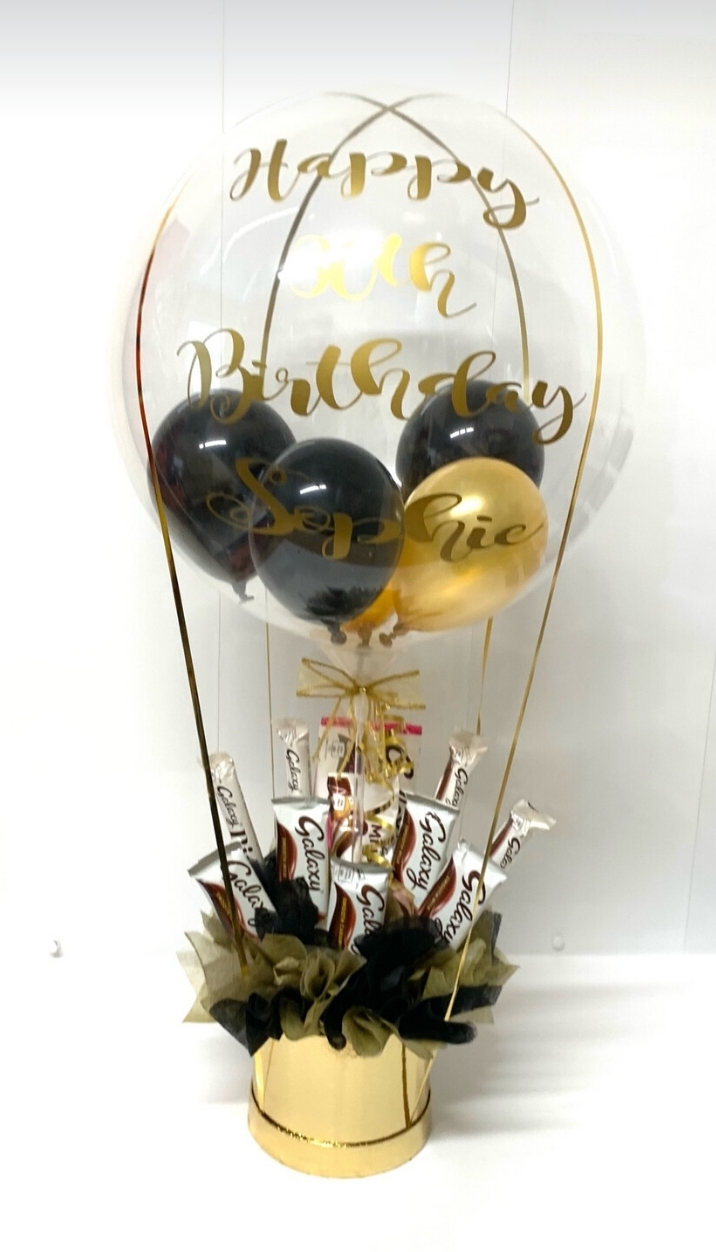 Black & Gold Galaxy Balloon Surprise